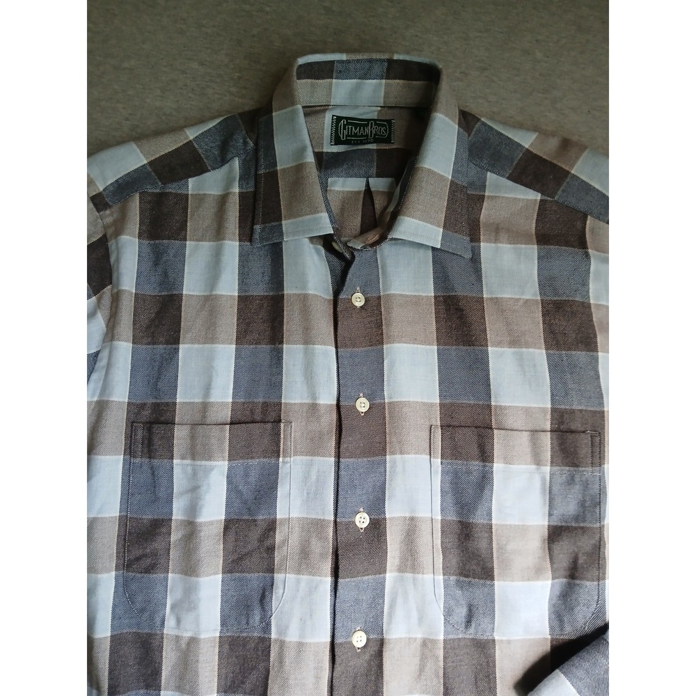 Gitman Bros Shirt Large Flannel Button Down Classic Preppy Brushed Cotton Plaid
